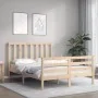 Double bed frame with solid wood headboard by vidaXL, Beds and slatted bases - Ref: Foro24-3193761, Price: 116,83 €, Discount: %