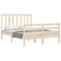 Double bed frame with solid wood headboard by vidaXL, Beds and slatted bases - Ref: Foro24-3193761, Price: 116,83 €, Discount: %