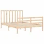 Double bed frame with solid wood headboard by vidaXL, Beds and slatted bases - Ref: Foro24-3193761, Price: 116,83 €, Discount: %