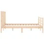 Double bed frame with solid wood headboard by vidaXL, Beds and slatted bases - Ref: Foro24-3193761, Price: 116,83 €, Discount: %