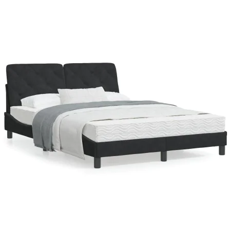 Cama con colchón terciopelo negro 140x200 cm de vidaXL, Camas y somieres - Ref: Foro24-3208660, Precio: 386,95 €, Descuento: %