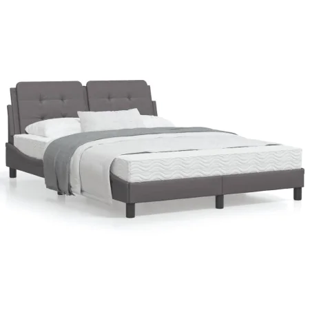 Cama con colchón cuero sintético gris 120x200 cm de vidaXL, Camas y somieres - Ref: Foro24-3208855, Precio: 358,68 €, Descuen...