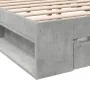 Concrete gray engineered wood bed with drawers 150x200 cm by vidaXL, Beds and slatted bases - Ref: Foro24-3280744, Price: 155...