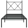 Bed frame with black metal headboard 80x200 cm by vidaXL, Beds and slatted bases - Ref: Foro24-376493, Price: 59,93 €, Discou...