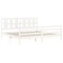 Double bed frame with white solid wood headboard by vidaXL, Beds and slatted bases - Ref: Foro24-3194132, Price: 162,32 €, Di...