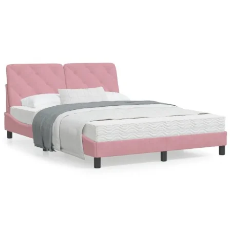 Cama con colchón terciopelo rosa 120x200 cm de vidaXL, Camas y somieres - Ref: Foro24-3208651, Precio: 382,84 €, Descuento: %