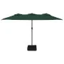 Sombrilla doble con luces LED verde 449x245 cm de vidaXL, Sombrillas - Ref: Foro24-362954, Precio: 227,23 €, Descuento: %