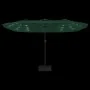 Sombrilla doble con luces LED verde 449x245 cm de vidaXL, Sombrillas - Ref: Foro24-362954, Precio: 227,23 €, Descuento: %