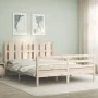 Doppelbettgestell mit Kopfteil aus Massivholz von vidaXL, Betten und Lattenroste - Ref: Foro24-3194121, Preis: 154,59 €, Raba...