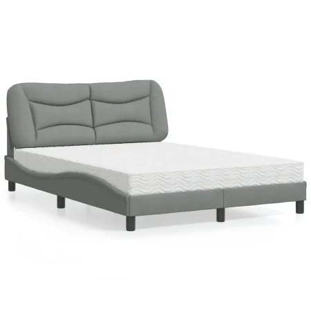 Cama con colchón tela gris claro 140x190 cm de vidaXL, Camas y somieres - Ref: Foro24-3208527, Precio: 388,52 €, Descuento: %