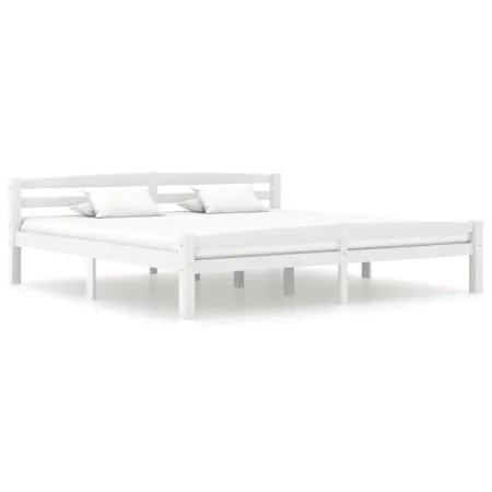 Estructura de cama de madera maciza de pino blanca 200x200 cm de vidaXL, Camas y somieres - Ref: Foro24-322074, Precio: 114,1...