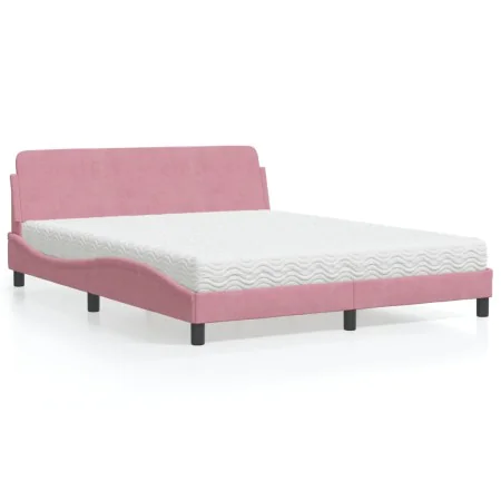 Cama con colchón terciopelo rosa 160x200 cm de vidaXL, Camas y somieres - Ref: Foro24-3208436, Precio: 329,65 €, Descuento: %