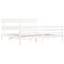 Double bed frame with white solid wood headboard by vidaXL, Beds and slatted bases - Ref: Foro24-3195107, Price: 145,18 €, Di...