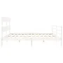 Double bed frame with white solid wood headboard by vidaXL, Beds and slatted bases - Ref: Foro24-3195107, Price: 145,18 €, Di...