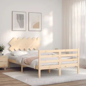 Estructura de cama de matrimonio con cabecero madera maciza de vidaXL, Camas y somieres - Ref: Foro24-3195256, Precio: 113,72...