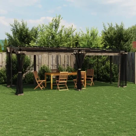 Cenador con paredes de malla acero taupe 6x3 m de , Carpas y cenadores - Ref: Foro24-4003916, Precio: 512,40 €, Descuento: %