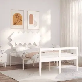 Cama para personas mayores con cabecero madera maciza blanco de vidaXL, Camas y somieres - Ref: Foro24-3195522, Precio: 163,7...