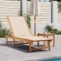 Massive Sonnenliege aus Akazienholz und cremefarbenem Textilene von , Liegen - Ref: Foro24-4008412, Preis: 172,58 €, Rabatt: %