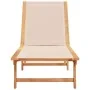 Massive Sonnenliege aus Akazienholz und cremefarbenem Textilene von , Liegen - Ref: Foro24-4008412, Preis: 172,58 €, Rabatt: %