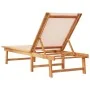 Massive Sonnenliege aus Akazienholz und cremefarbenem Textilene von , Liegen - Ref: Foro24-4008412, Preis: 172,58 €, Rabatt: %