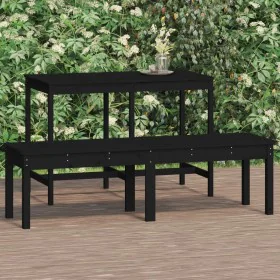 Banco jardín 2 plazas madera maciza pino negro 159,5x44x45 cm de vidaXL, Bancos de jardín - Ref: Foro24-824015, Precio: 61,53...