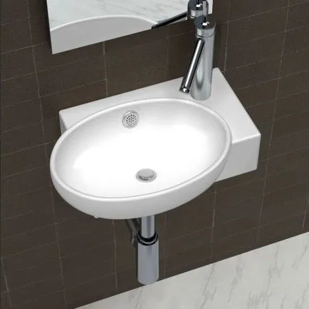 Waschbecken mit Hahnloch und weißem Keramiküberlauf von vidaXL, Sinkt - Ref: Foro24-140698, Preis: 58,04 €, Rabatt: %