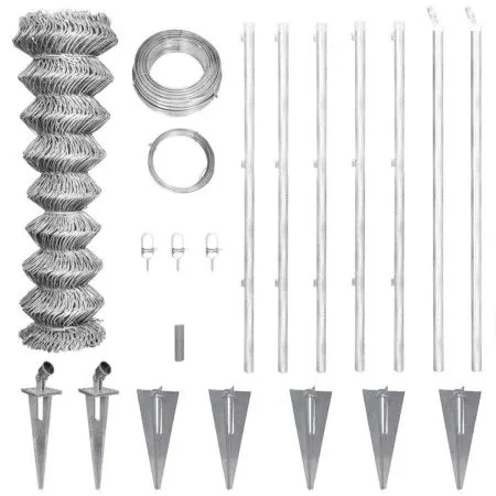 Valla metálica con estacas postes acero galvanizado 15x0,8 m de vidaXL, Paneles de vallas - Ref: Foro24-141502, Precio: 160,7...