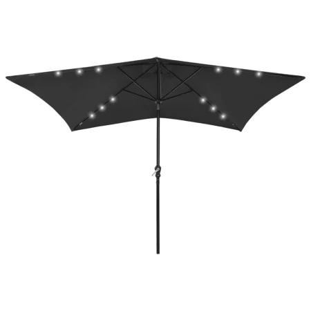 Sombrilla con LED y poste de acero negro 2x3 m de vidaXL, Sombrillas - Ref: Foro24-313792, Precio: 66,13 €, Descuento: %