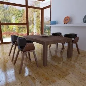 Sillas de comedor 4 unidades madera curvada y cuero artificial de vidaXL, Sillas de comedor - Ref: Foro24-270547, Precio: 686...