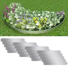 Paneles divisorios flexibles acero 10 uds galvanizado 100x14 cm de vidaXL, Ribetes y bordes para jardín - Ref: Foro24-271784,...