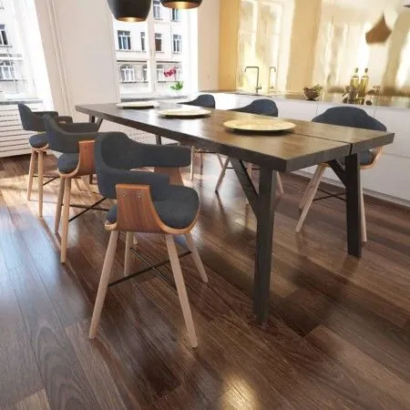Sillas de comedor 6 unidades madera curvada y tela gris oscuro de vidaXL, Sillas de comedor - Ref: Foro24-271947, Precio: 645...