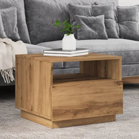 Mesa de centro con luces LED roble artesanal 50x49x40 cm de , Mesas de centro - Ref: Foro24-857709, Precio: 81,65 €, Descuent...