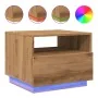 Mesa de centro con luces LED roble artesanal 50x49x40 cm de , Mesas de centro - Ref: Foro24-857709, Precio: 81,65 €, Descuent...