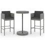 3-piece garden bar furniture set and gray synthetic rattan cushions by vidaXL, Garden sets - Ref: Foro24-3094773, Price: 241,...