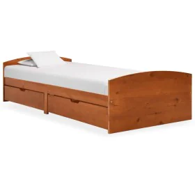 Estructura de cama 2 cajones madera pino marrón miel 90x200 cm de vidaXL, Camas y somieres - Ref: Foro24-322156, Precio: 238,...