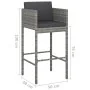 3-piece garden bar furniture set and gray synthetic rattan cushions by vidaXL, Garden sets - Ref: Foro24-3094773, Price: 241,...
