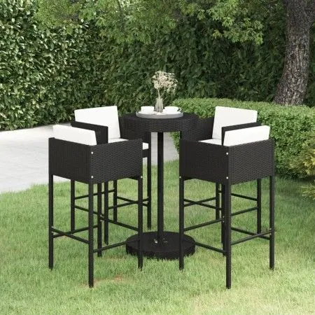 5-piece garden bar set and black synthetic rattan cushions by vidaXL, Garden sets - Ref: Foro24-3094775, Price: 394,01 €, Dis...