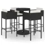 5-piece garden bar set and black synthetic rattan cushions by vidaXL, Garden sets - Ref: Foro24-3094775, Price: 394,01 €, Dis...