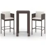 Set de bar de jardín 3 piezas y cojines ratán sintético marrón de vidaXL, Conjuntos de jardín - Ref: Foro24-3094777, Precio: ...