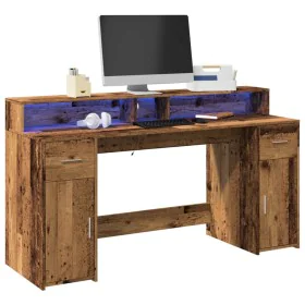 Escritorio con LED madera ingeniería envejecida 160x55x91 cm de , Escritorios - Ref: Foro24-3309436, Precio: 187,20 €, Descue...