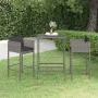 Set de muebles bar jardín 3 pzas y cojines ratán sintético gris de vidaXL, Conjuntos de jardín - Ref: Foro24-3094788, Precio:...
