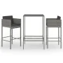 Garden bar furniture set 3 pieces with gray synthetic rattan cushions by vidaXL, Garden sets - Ref: Foro24-3094788, Price: 24...