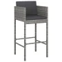 Set de muebles bar jardín 3 pzas y cojines ratán sintético gris de vidaXL, Conjuntos de jardín - Ref: Foro24-3094788, Precio:...