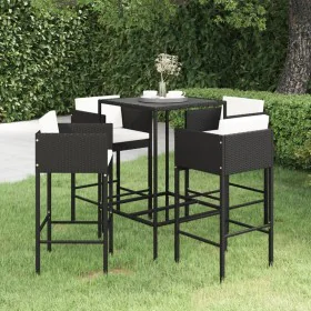 5-piece garden bar set and black synthetic rattan cushions by vidaXL, Garden sets - Ref: Foro24-3094790, Price: 393,03 €, Dis...