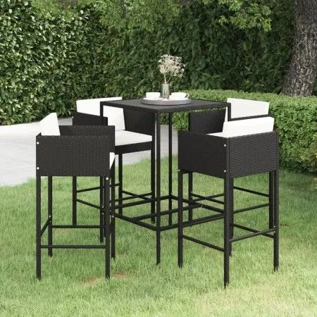 5-piece garden bar set and black synthetic rattan cushions by vidaXL, Garden sets - Ref: Foro24-3094790, Price: 393,03 €, Dis...