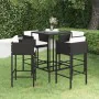 Set de bar de jardín 5 pzas y cojines ratán sintético negro de vidaXL, Conjuntos de jardín - Ref: Foro24-3094790, Precio: 393...