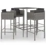 Set muebles de bar jardín 5 pzas y cojines ratán sintético gris de vidaXL, Conjuntos de jardín - Ref: Foro24-3094791, Precio:...