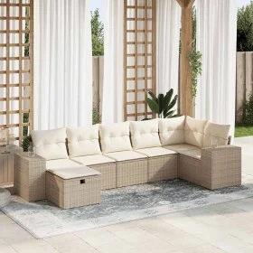 Set sofás de jardín 7 piezas y cojines ratán sintético beige de , Conjuntos de jardín - Ref: Foro24-3325704, Precio: 526,51 €...