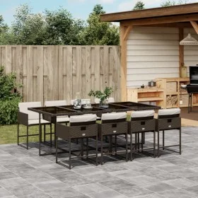 Set comedor para jardín 9 pzas y cojines ratán sintético marrón de , Conjuntos de jardín - Ref: Foro24-3211281, Precio: 567,5...