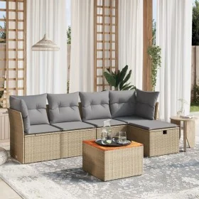 Juego de sofás jardín con cojines beige mezcla 6 pzas ratán PE de , Conjuntos de jardín - Ref: Foro24-3264713, Precio: 334,79...